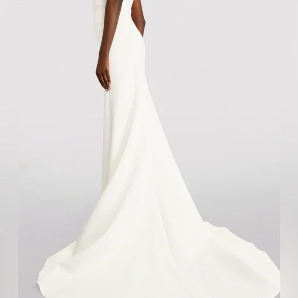 Jovani Women's White One Shoulder Side Pleat Fit Bodice Gown Dress Size 2 - Picture 4 of 8